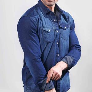 <b>Men's</b> Denim <b>Shirt</b> Urban Streetwear <b>Jeans</b> Top ODM/OEM, Durable Stitching, Ideal <b>for</b> Private Label - Product Image 1