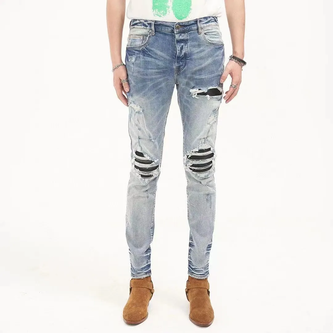 Hot selling Denim Men Jeans Pants Price Casual Classic Ripped Nine-point Jeans Men's Spring And Summer denim jeans