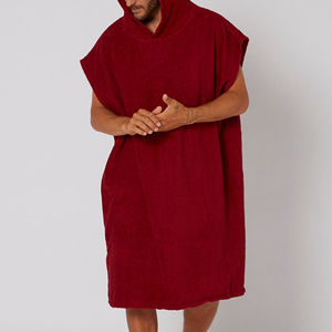 Solid Red Color Hooded <b>Towel</b> <b>Poncho</b> Beach & Pool <b>Towel</b> Hoodie Sleeveless Changing Robe Microfibre Drying for Surfers Swimmers - Product Image 4
