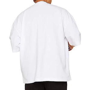 100% Cotton Plain <b>White</b> Tee Casual Mid Style <b>Short</b> <b>Sleeves</b> Oversized Fit With Logo Print Men <b>Shirt</b> - Product Image 2
