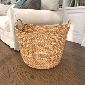 Panier en jacinthe d'eau tissé à la main avec bord incliné, panier de rangement fait à la main, vente en gros, écologique, fabriqué par VgreenArt au Vietnam - Product Image 6