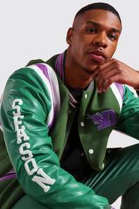 Veste universitaire en cuir à col montant pour hommes personnalisable OEM Bomber d'hiver Letterman Design fournisseur de gros direct - Product Image 2