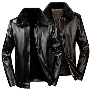 High Quality Unisex Casual Stand Collar Zip-Up <b>Long</b> Sleeve Solid Color Winter Letter Pattern Breathable <b>Leather</b> <b>Jacket</b> - Product Image 6