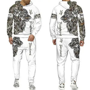 ชุดกีฬาผ้าโพลีเอสเตอร์ผ้าคอตตอนชุดวอร์มแบบสั่งตัดสำหรับผู้ชายเสื้อมีฮู้ดและกางเกงทรงหลวมขนาดใหญ่ - Product Image 1