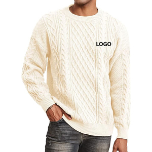 Suéter de Punto Acrílico Transpirable para Hombre, Diseño Sólido, Grosor Estándar para Invierno, Logotipo Frontal, Fabricación OEM Personalizada - Product Image 4