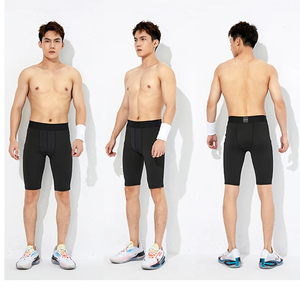 Shorts de compression sportifs respirants en tissu premium pour la gym, l'entraînement, la course à pied et le cyclisme, en polyester et élasthanne extensibles – Vente en gros - Product Image 3