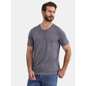 เสื้อยืดคอวีเข้ารูปสำหรับผู้ชายเสื้อยืดสีพื้นลำลองของผู้ชายเสื้อคอวีเข้ารูปแบบออกแบบได้ตามต้องการคุณภาพสูง - Product Image 1