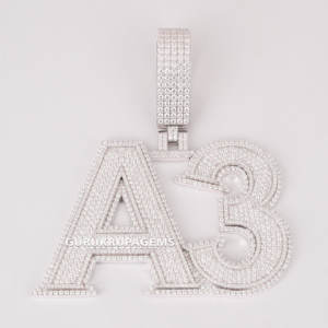 Collar con abalorio de alfabeto y números de Plata de Ley 925 con colgantes de Hip Hop cultivados en laboratorio de nuevo diseño - Product Image 1