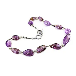 Collar de Mujer con Cuentas de Cristal Amatista, Plata 925, Estilo Clásico, Joyería para Uso Diario - Product Image 2