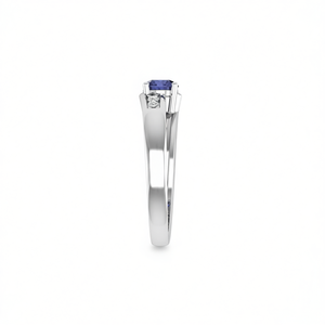 Anello di Fidanzamento Classico con Tanzanite Naturale Taglio Rotondo 4,5mm e Topazio Bianco, Gioiello Raffinato per Donne - Product Image 2