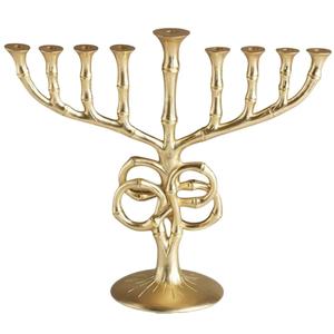 Bougeoir Menorah en laiton massif traditionnel à 7 branches pour Hanoukka et décoration de maison juive centre de Table pour religieux - Product Image 6