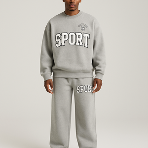 Ensemble survêtement pour homme, style sportif et streetwear, logo personnalisé, polaire, séchage rapide, sweat-shirt et pantalon, 450GSM, poids lourd, coton brossé doux - Product Image 3