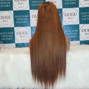 วิกผมแท้มีลูกไม้ด้านหน้าแบบไม่มีการแปรรูปผมทำจากหนังสีน้ำตาลน้ำผึ้งลูกไม้ใส - Product Image 4
