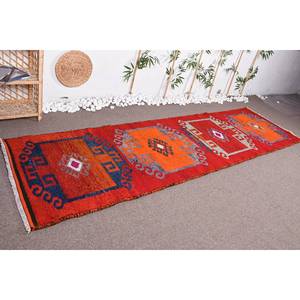 Alfombra tradicional de lana roja y naranja de 3x11,3 pies con diseño de retazos para decoración turca Vintage nuevo rectángulo con respaldo de látex de 10mm - Product Image 3