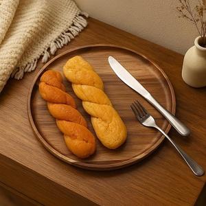 Bandeja de servicio redonda de madera de bambú con asa, mesa de té y café, bandeja decorativa, platos de almacenamiento de alimentos - Product Image 1