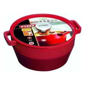 Casserole en fonte avec couvercle 24 cm émaillée rouge pour four, cuisinière à gaz et électrique - Product Image 2