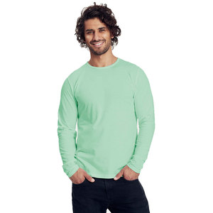 T-shirt respirant à manches longues poignets unis col rond classique t-shirts décontractés à manches longues - Product Image 1