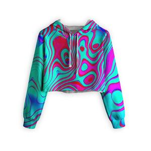 Sublimación Crop Mujeres Sudaderas con capucha Nueva llegada Custom Womens All Over Print Hoodies Poliéster Crop Hoodie - Product Image 1