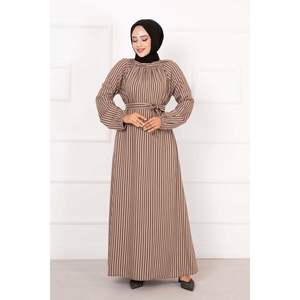 La Robe Hijab Viscose Rayé Vison-Noir - Product Image 1