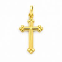 Colgante de Cruz Cristiana Hecho a Mano en Oro de 14K, Pulido, con Detalles, Unisex, Libre de Níquel, Personalizable para Mujeres, Hombres y Niñas