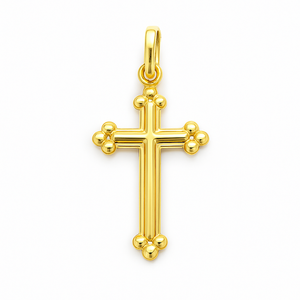 Colgante de Cruz de Oro de 14K Hecho a Mano, Pulido, Ornamental, Elegante, Religioso, Unisex, para Mujeres, Hombres y Niñas - Product Image 1