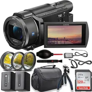Handycam Sony FDR-AX53 4K Ultra HD, Camcorder asli dengan kartu memori 128GB + Filter + baterai ekstra & lainnya tersedia dalam obral