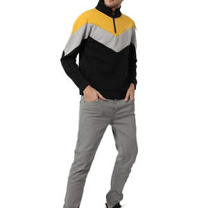 Sweat-shirt à col montant pour homme, sweat-shirt en polaire à fermeture éclair 1/4, pull à col montant, tissu tricoté en une seule pièce pour homme - Product Image 3