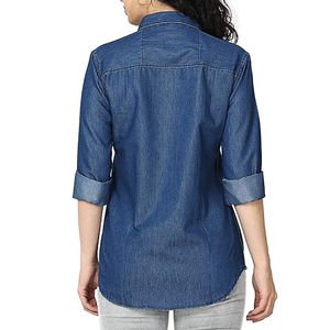 เสื้อเชิ้ตยีนส์ลายสก๊อตสำหรับผู้หญิง เสื้อลำลอง ผ้านุ่ม น้ำหนักเบา เนื้อผ้าเรียบเนียน ดีไซน์ทันสมัย ใส่ได้ทุกวัน - Product Image 5