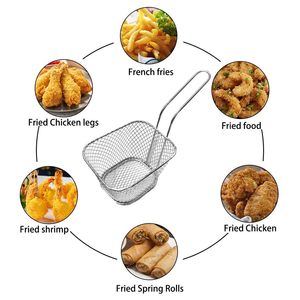 Wholesale Manufacturer Mini Stainless Steel French Fries Serving <b>Basket</b> Frying <b>Basket</b> for Restaurant Cafe Table Food Serving - Product Image 4