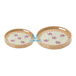 Top vente produit bambou rotin plateaux décoratifs maison nourriture plateaux à manger décor personnaliser taille couleur salle à manger décor à la maison - Product Image 1