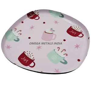 Plateau de service ovale dynamique en rouge et orange avec un design à carreaux audacieux, parfait pour exposer des collations et améliorer la décoration - Product Image 2