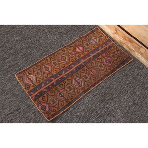 พรมวินเทจขนาด 1.8x3.3 ฟุต พรมตุรกีขนาดเล็ก พรมลายเรขาคณิตสีน้ำตาล - Product Image 3