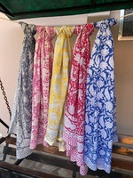 Pareos de Traje de Baño para Mujer Sarongs de Algodón con Estampado de Bloques Sarong de Playa Índigo Color Natural Sarong Índigo