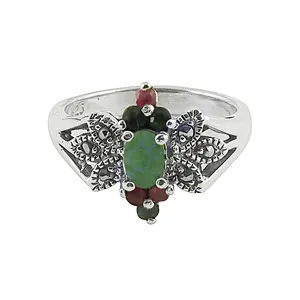 Women's Trendy 925 <b>Silver</b> Gemstone <b>Ring</b> Classic/Religious <b>Statement</b> Jewelry Gold Plating Geometric Number Shape Inlaid Brass - Product Image 1