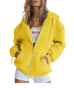 Veste d'automne à capuche pour hommes et femmes, sweat-shirt surdimensionné, vêtements décontractés avec cordon de serrage, sweats à capuche zippés pour filles - Product Image 3