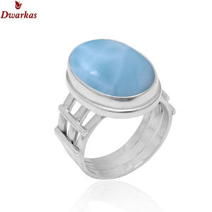 Anillo de piedras preciosas Larimar de Plata de Ley 925 clásico proveedor de joyería fabricante al por mayor - Product Image 1