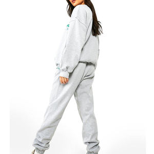 Trajes de sudor de algodón de talla XL para mujer, ropa de invierno sólida con logotipo personalizado ajustado largo, estilo informal para estampado Puff, Fitness, gimnasio - Product Image 6