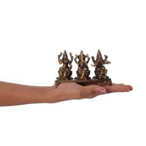 Ecraftindia รูปปั้นทองเหลืองโบราณพระแม่พิฆเนศสากรปาตี้ทำมือศิลปะฐานดอกบัวงานแต่งงานฝีมือ - Product Image 3