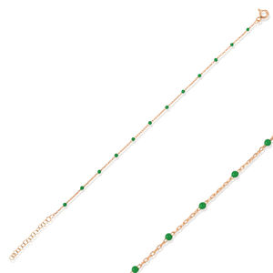 Bracelet en argent sterling 925 plaqué or, design émail vert, fabrication turque artisanale - Bijou cadeau - Product Image 4