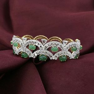 Women's Romantic 10.24 TCW FG VVS Natural Rosecut Diamond Emerald Beaded Wedding <b>Bangle</b> 18K <b>Gold</b> with Latest Design - Product Image 2