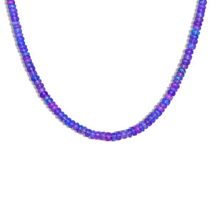 Collar de cuentas lisas de ópalo de lavanda Natural de Plata de Ley 925 para mujer, joyería de piedra natal de 18 pulgadas para boda o regalo - Product Image 1