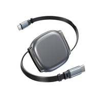 Chargeur USB C Type C Mini 100W à charge rapide, câble rétractable télescopique de 1m en PVC ABS, conducteur en cuivre pur, tressé