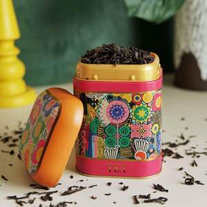 1.3L Motif Coloré Boîte En Étain Dôme Couvercle 108x108x118mm Carré En Métal De Qualité Alimentaire Boîte En Métal Recyclable Logo En Relief Pour Biscuit - Product Image 2