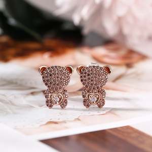 Jeulia Look at Me Bear Design Sterling <b>Silver</b> <b>Stud</b> Earrings Perfect Gift - Product Image 5