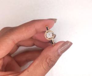 Bague en or jaune 14 carats massif, diamant de 0,20 ct, coupe ronde classique, diamant de laboratoire cultivé, bague de fiançailles solitaire - Product Image 1