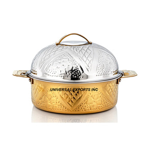 Casserole ronde en acier inoxydable, faite à la main, design de luxe, nouvelle et élégante, chauffe-plats en métal - Product Image 2