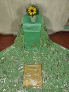 Vestido de Tela Dirac Fransawi con Cuentas y Diseño Floral de Hojas con Brillo Plateado, Chifón Ligero para Bodas y Ocasiones Especiales - Product Image 6