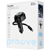 Chargeur de voiture Proove Pulsar 65W avec câble USB-C rétractable
