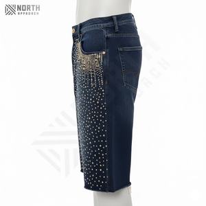 กางเกงขาสั้นผ้าเดนิมเอวสูงสำหรับผู้ชายกางเกงขาสั้นผ้ายีนส์แบบลำลองซักเบาระบายอากาศฤดูร้อนฤดูหนาวออกแบบโลโก้ได้ตามต้องการ - Product Image 4