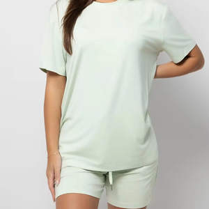 Ensemble 2 pièces pour femmes, t-shirt ample, yoga, pantalon court, fitness, respirant, séchage rapide, course à pied, sport - Product Image 1